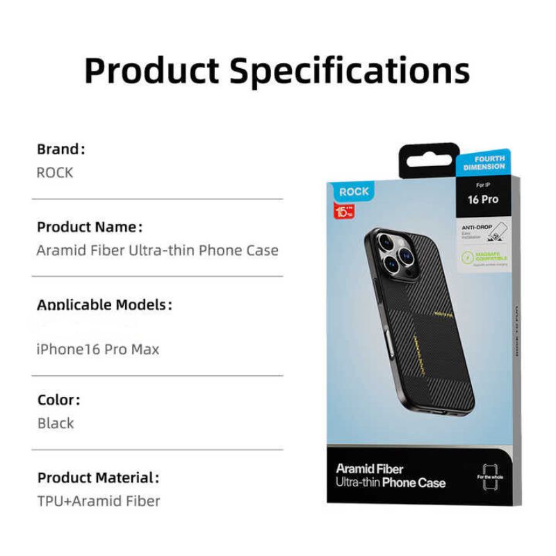ROCK Aramid-Fiber Ultra-thin Phone Cover for iPhone 16 Pro Max