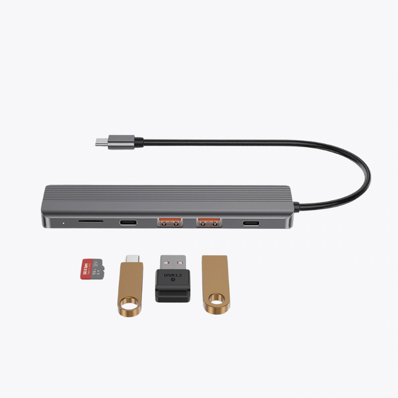 Powerology 6-in-1 Slim 4K HDMI USB-C Hub