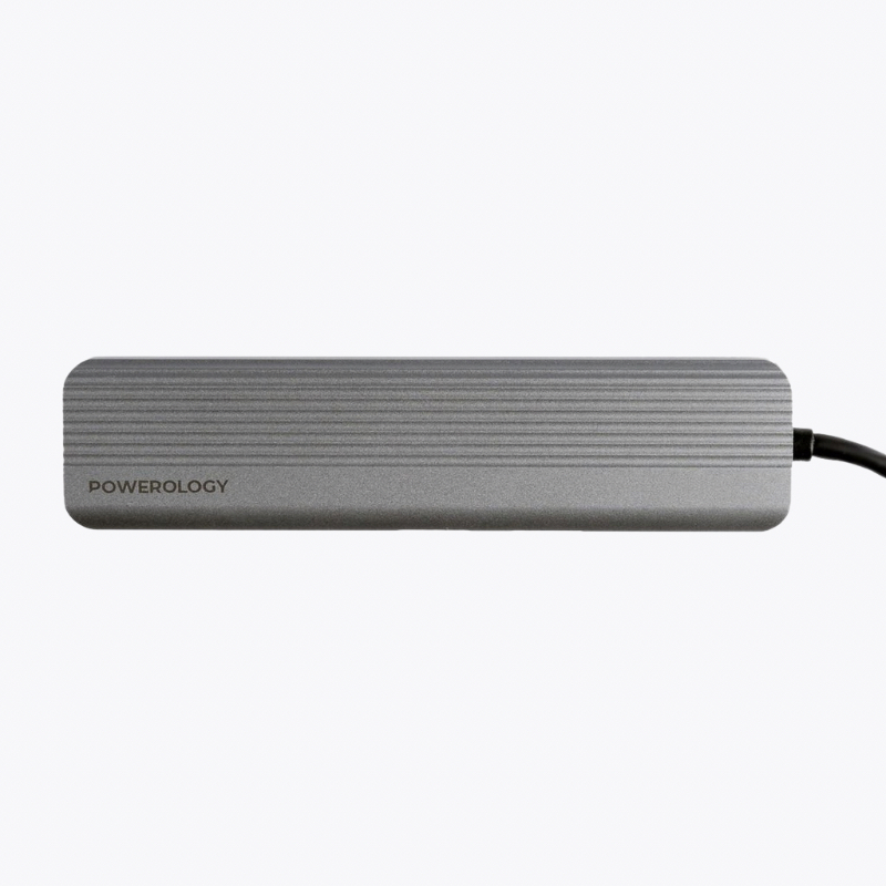 Powerology 6-in-1 Slim 4K HDMI USB-C Hub