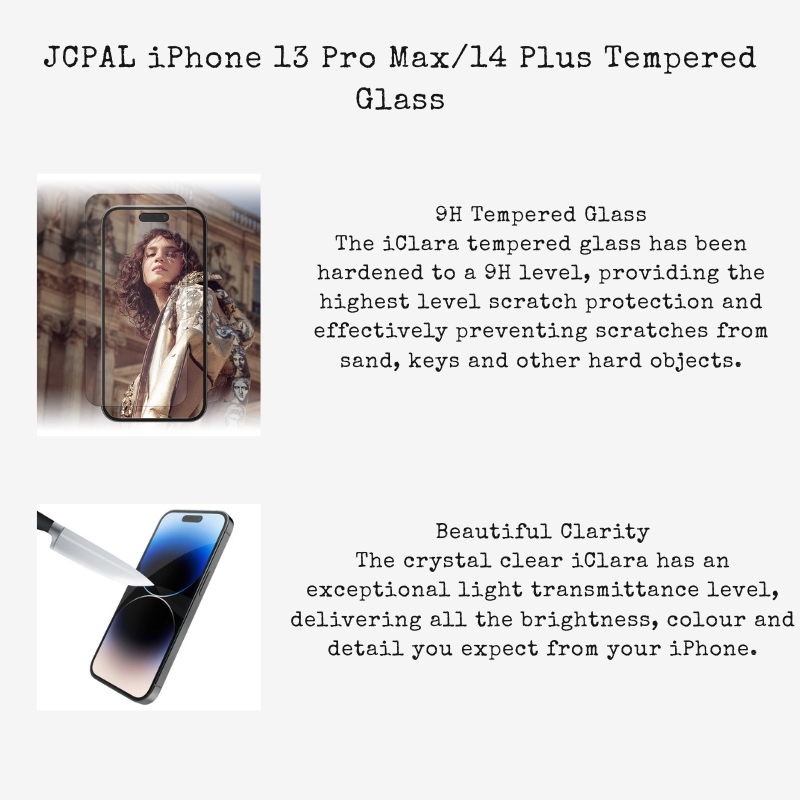 iClara Glass Screen Protector for iPhone 14 Plus & 13 Pro Max