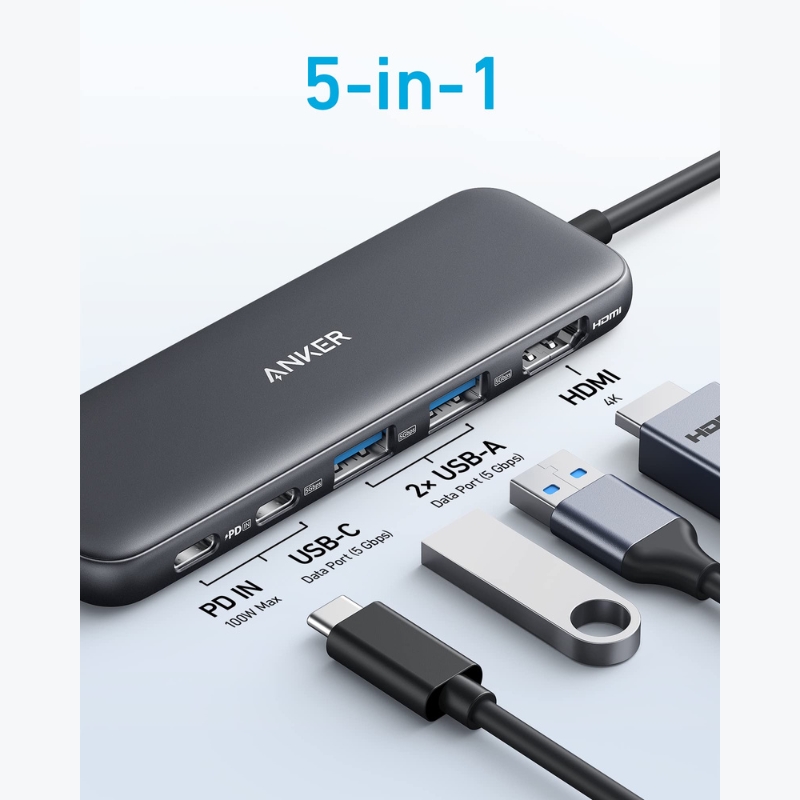 Anker 332 USB-C Hub (5-in-1) – Model A8355
