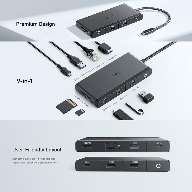 Anker PowerExpand 552 USB-C Hub (9-in-1, 4K HDMI, 100W Power Delivery)