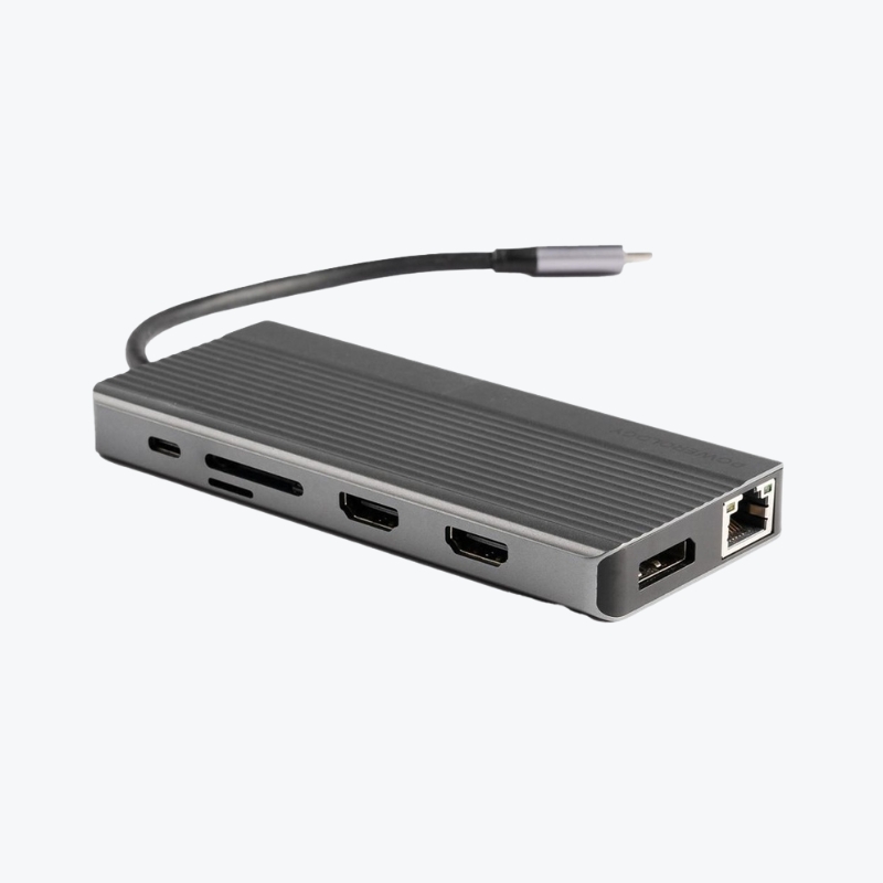 Powerology 13-in-1 USB-C Hub – 4K HDMI, 100W PD, Ethernet, USB, SD, MicroSD & 3.5mm AUX