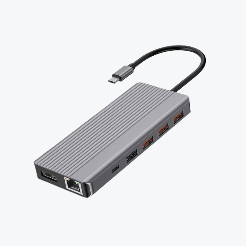 Powerology 13-in-1 USB-C Hub – 4K HDMI, 100W PD, Ethernet, USB, SD, MicroSD & 3.5mm AUX