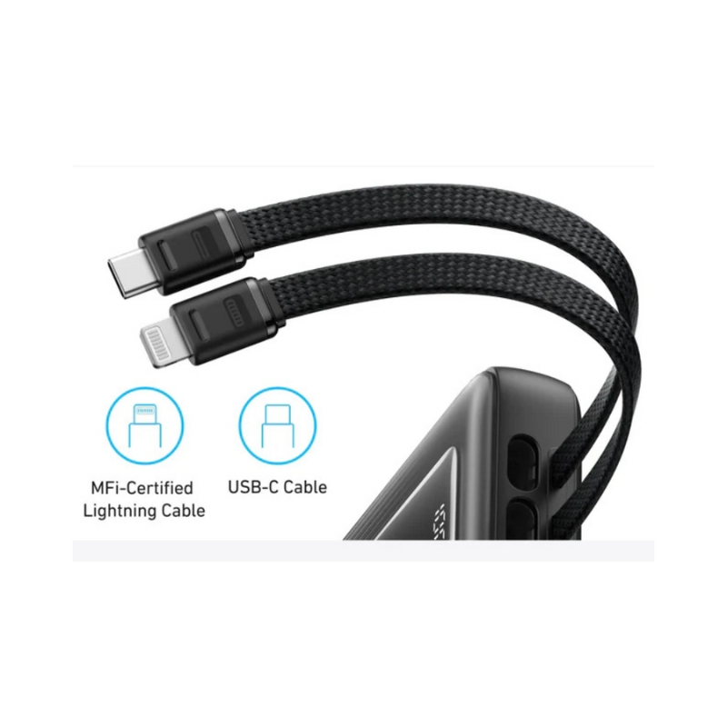 Anker Zolo Power Bank 20,000mAh – 30W Max Fast Charging | Built-in USB-C & MFi Lightning Cables