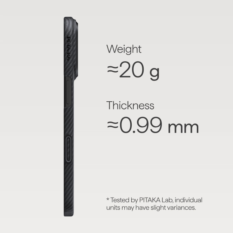 Pitaka 600D Black/Grey (Twill) Ultra-Slim Case For iPhone 17 Pro max with PitaTap