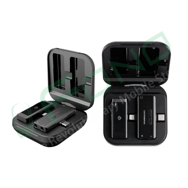 Powerology MFI Dual Connector Wireless Lavalier Microphone x1 Mic – 1000mAh
