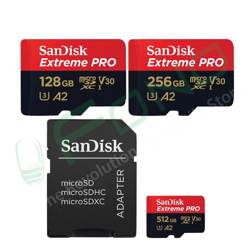 SanDisk Extreme PRO microSDXC UHS-I Memory Card 200MB/s (A2, U3, V30) + Adapter – 128GB / 256GB / 512GB