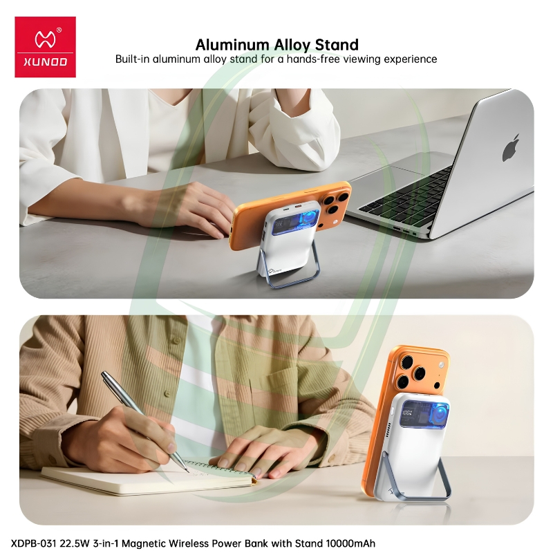 XUNDD XDPB-031 10000mAh Magnetic Wireless Power Bank with Stand, Active Cooling & 22.5W Fast Charging
