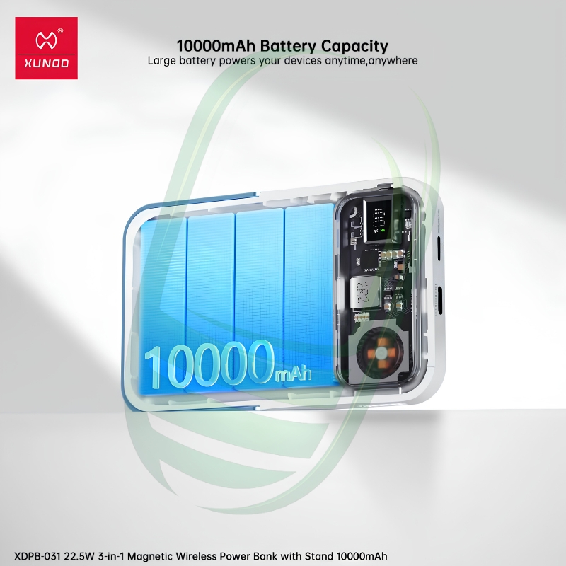 XUNDD XDPB-031 10000mAh Magnetic Wireless Power Bank with Stand, Active Cooling & 22.5W Fast Charging