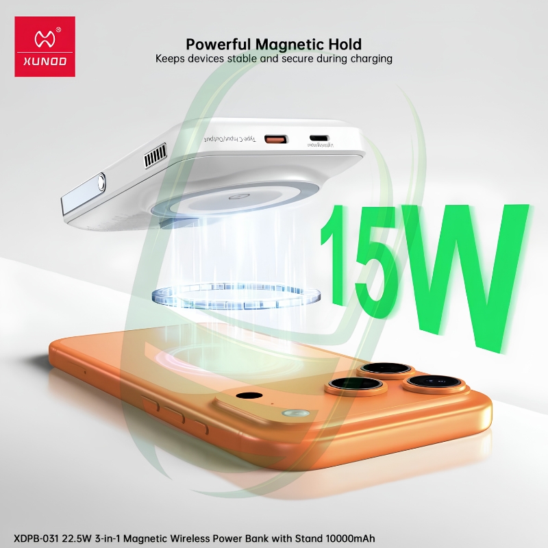 XUNDD XDPB-031 10000mAh Magnetic Wireless Power Bank with Stand, Active Cooling & 22.5W Fast Charging