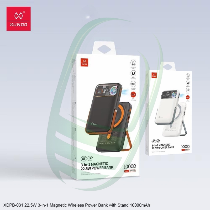 XUNDD XDPB-031 10000mAh Magnetic Wireless Power Bank with Stand, Active Cooling & 22.5W Fast Charging